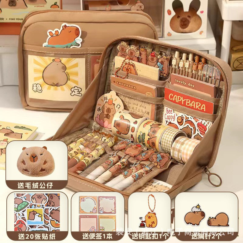 Capibala Capybara Pencil Case Large Capacity 12-Layer Coffee Maillard High-Value Multi-Function Pencil Case