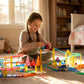Children's changeable luminous rail car electric car toy boy puzzle free assembly sliding building blocks suit