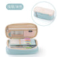 in stock Multi-layer Canvas Retractable Pencil Case Korean Simple High School Student Macaron Color-block Variable Large Capacity Pencil Case