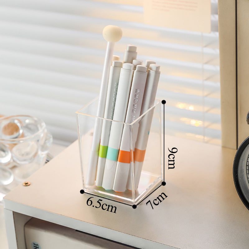 Multifunctional Acrylic Pen Holder Transparent Desktop Storage Box Pen Holder Office Stationery Compartment Storage Box Large Capacity