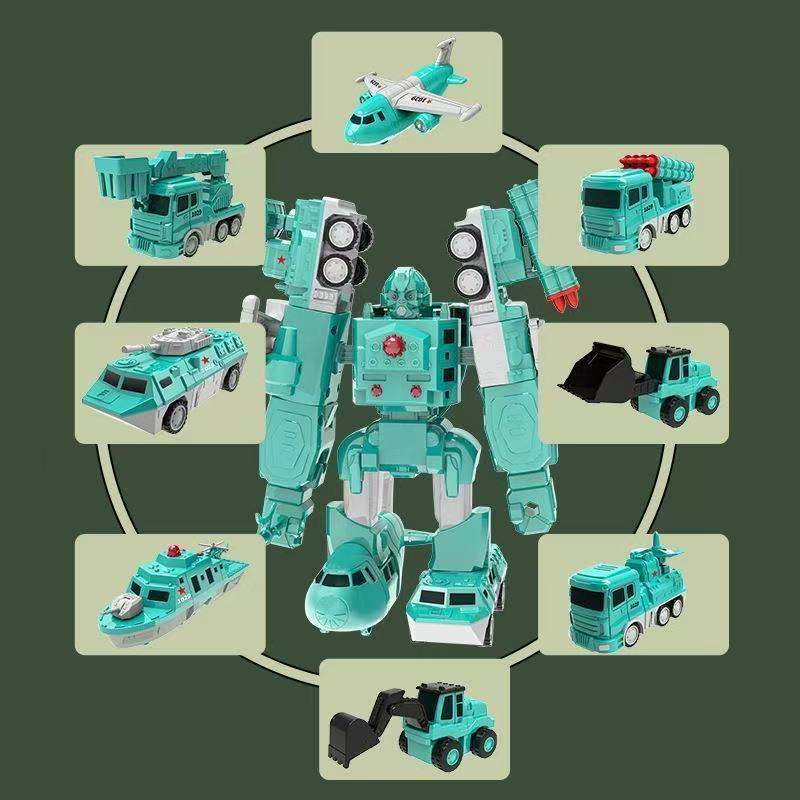 Magnetic Deformation Stitching Robot Toy Children's Baby Birthday Boy Building Blocks Assembled Engineering Vehicle