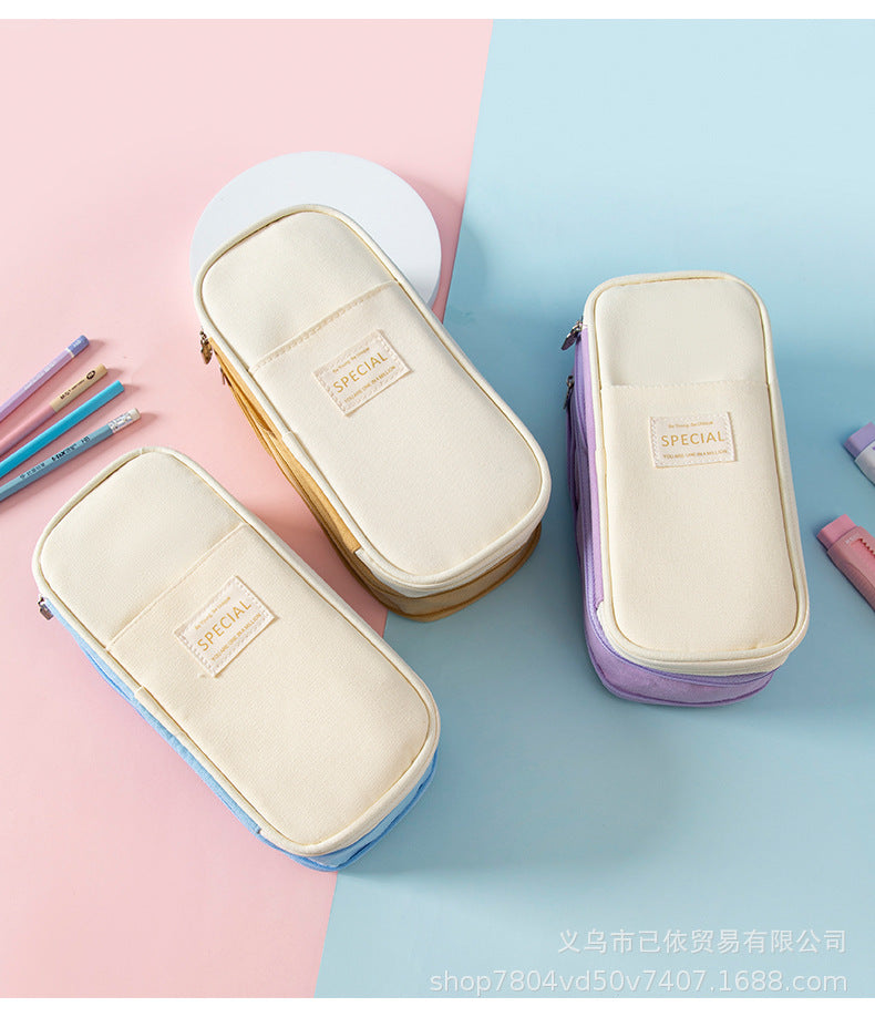 Large-Capacity Retractable Pencil Case Stationery Box in Japanese and Korean Style, Macaron Color, Upgraded Version for Primary and Secondary School Students, in Stock