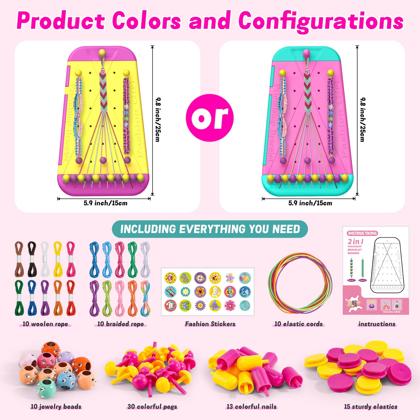 Amazon 2-in-1 Friendship Bracelet Knitting Toy, DIY Bracelet Making Set Beading Tools Creative