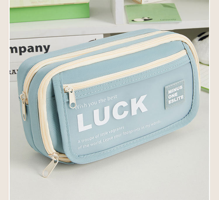 Flip-Top Pencil Case Ins Style High School Student New Style Pencil Case for Girls Male Large Capacity Stain-Resistant Simple Stationery Box