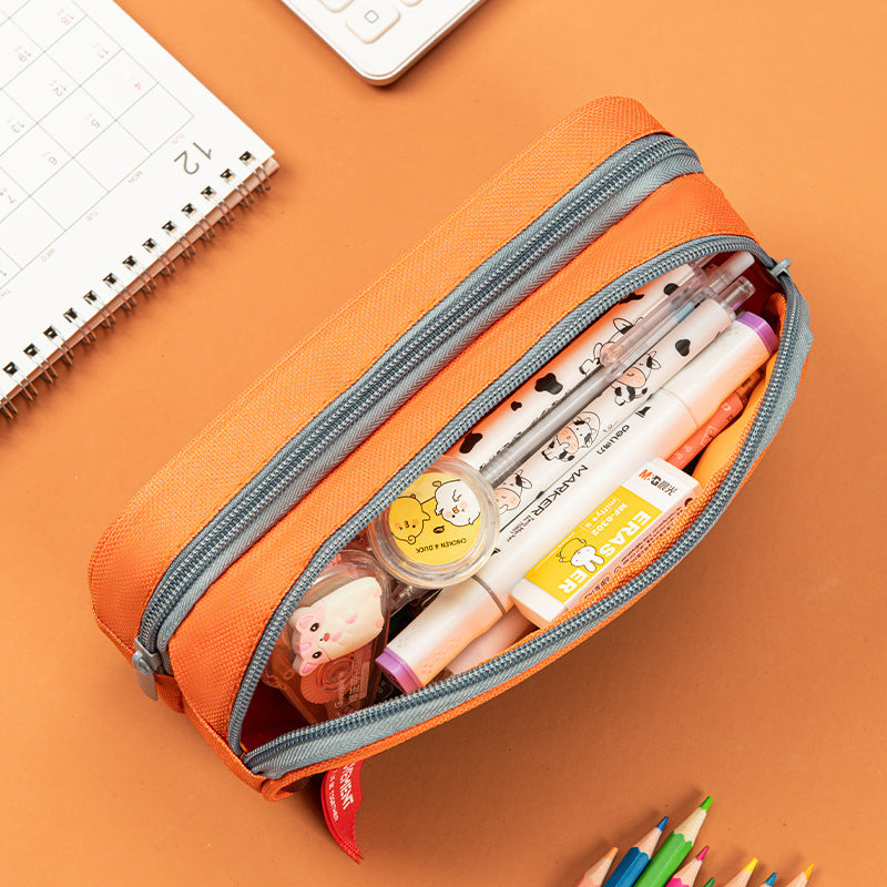 Camouflage Double Layer Pencil Case Boy Junior Senior high school Student Stationery Bag Simple Stationery Pencil Storage Pencil Case Cross-border in stock