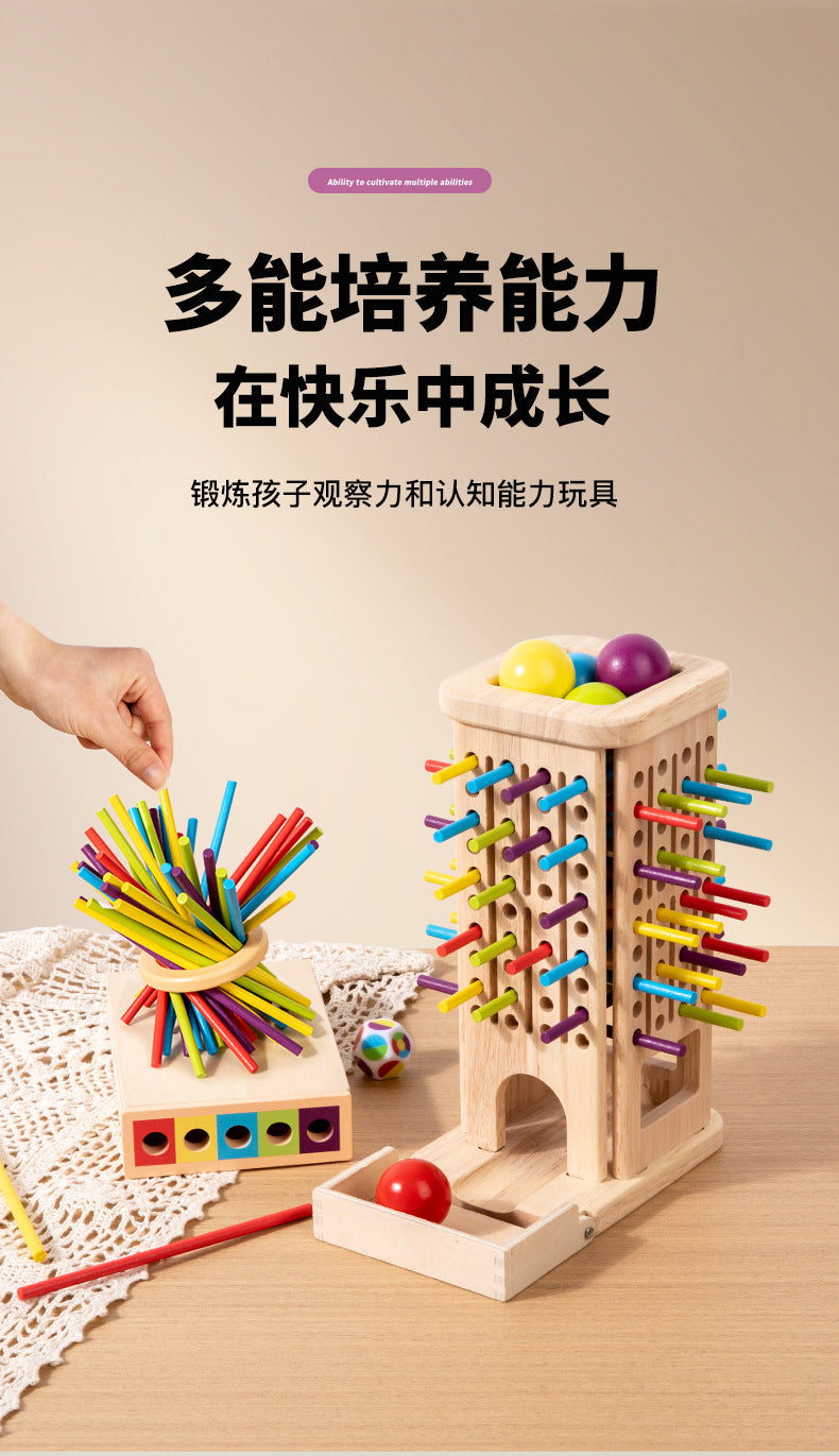 Wooden Kidsren's Stick Insertion Game Baby Draw Stick Color Cognitive Pitching Montessori Family Interactive Toy