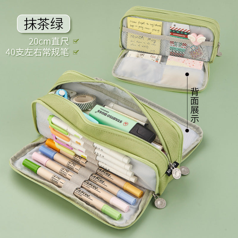 Oxford Cloth Pencil Case with Large Capacity and Multi-Layer Design, Stationery Box for Primary and Secondary School Students, High Aesthetic Value, Simple and Waterproof, Direct from the Source Factory