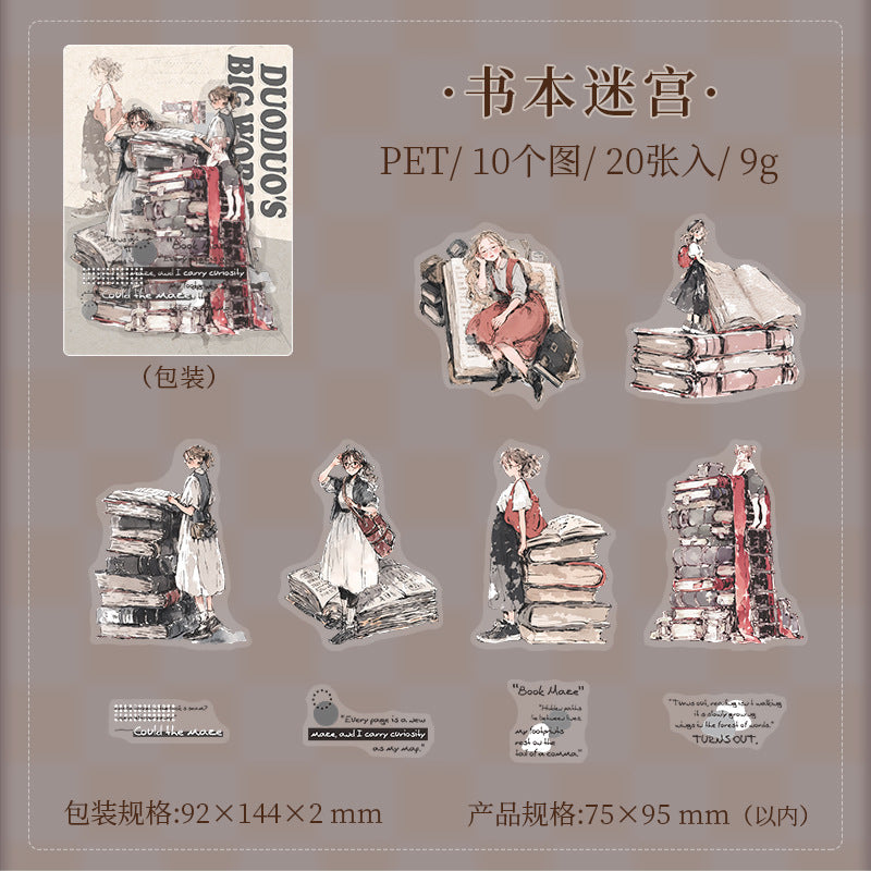 Duoduo's Big World Character Pet Die-Cut Stickers Healing Girl Large Size Basic Material Stickers for Journals