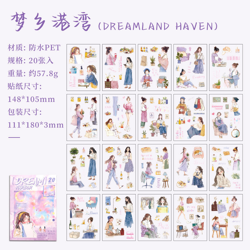 ZABC cross-border die-cut PET sticker book chasing ordinary series 20 characters life hand account collage stickers