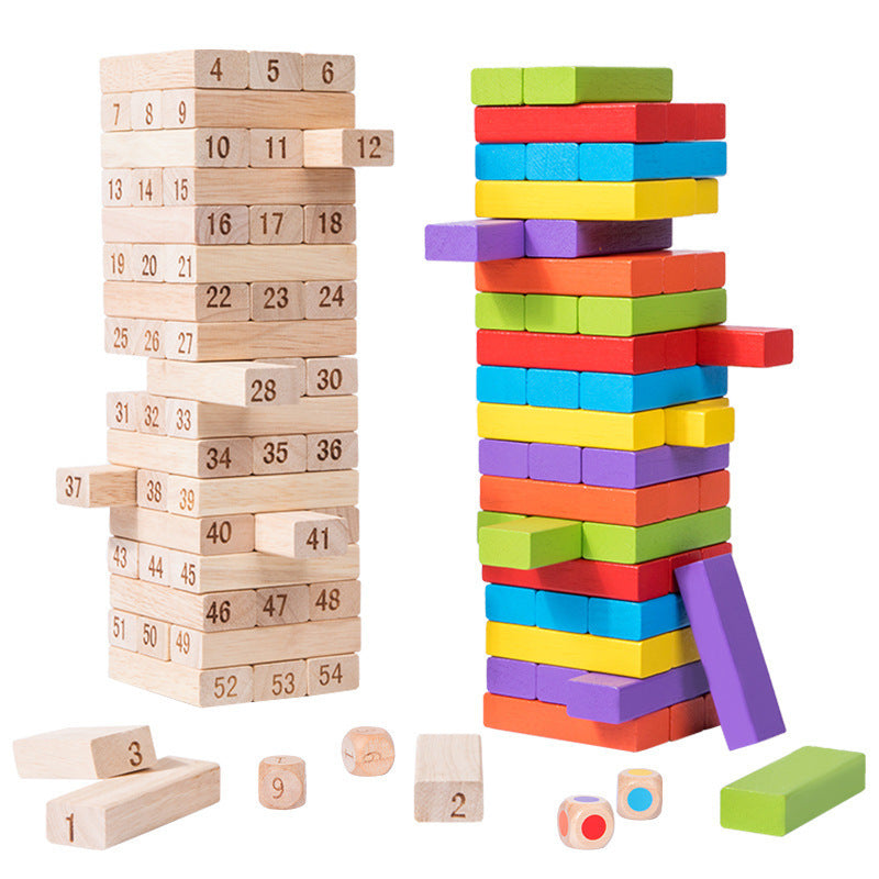 Children's Puzzle Stack Balanced Stack High Draw Building Blocks Layer by Layer Stack Wooden Strip Draw Wood Table Game Toys