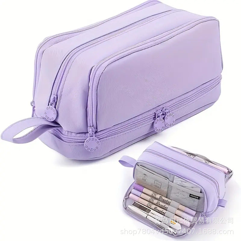 Oxford Cloth Pencil Case with Large Capacity and Multi-Layer Design, Stationery Box for Primary and Secondary School Students, High Aesthetic Value, Simple and Waterproof, Direct from the Source Factory