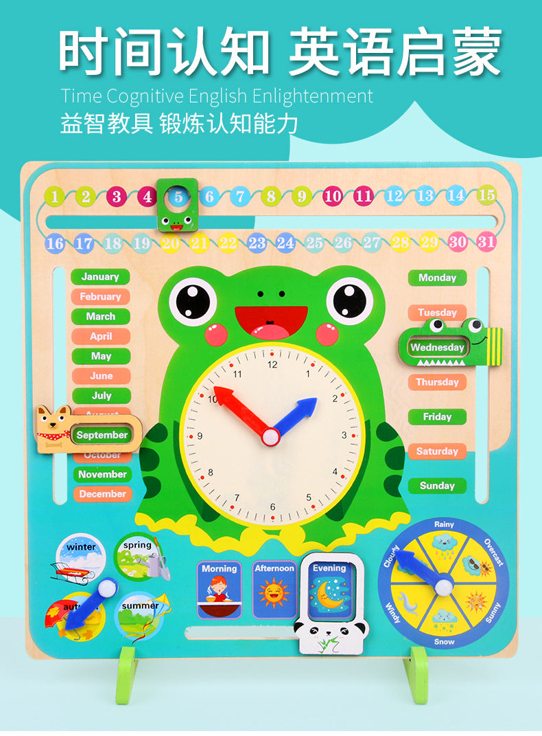Children's Clock Teaching Aids Montessori Calendar Clock Board Children's Learning Time Clock Cognition Kindergarten Early Education Toys