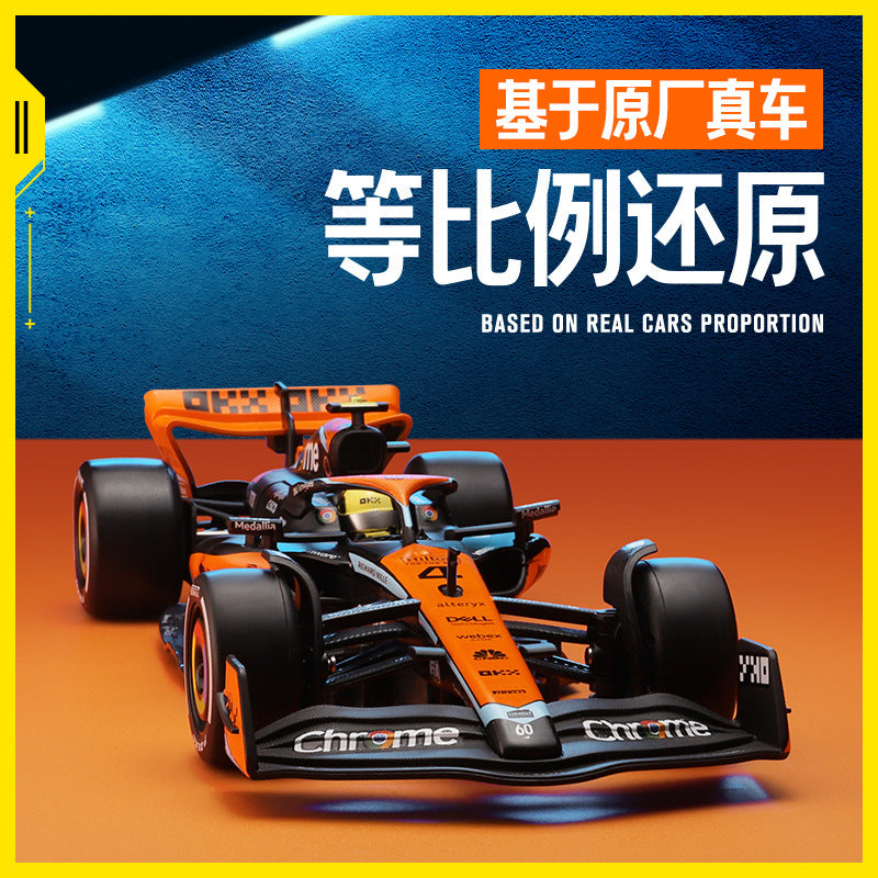 1:24 McLaren MCL60 Racing 2023 Season F1 Color Perer CCA Alloy Toy Car Model Ornaments Steering