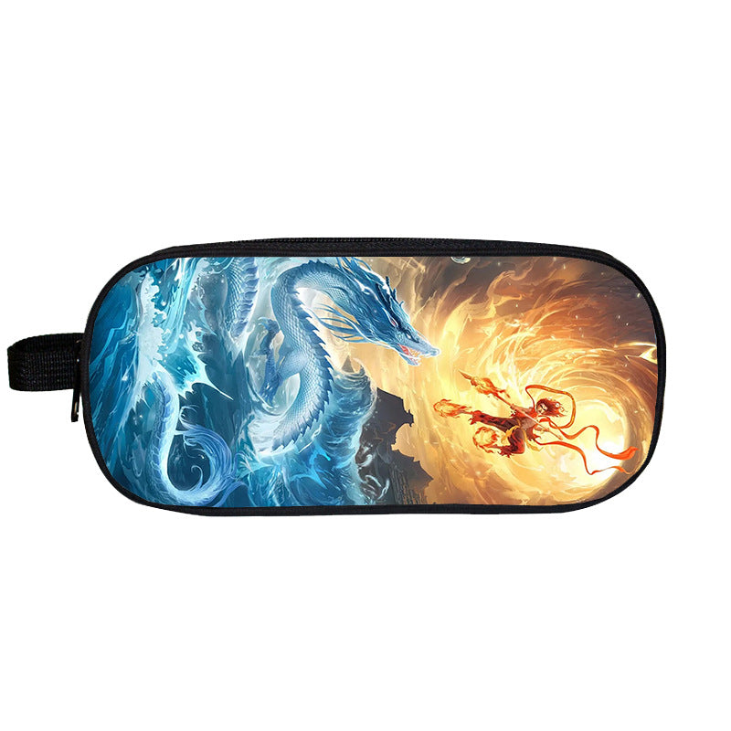 Cross-Border Nezha Stationery Box, Children's Portable Large-Capacity Storage Pencil Case, Student Wear-Resistant Double-Layer Portable Pencil Case Wholesale