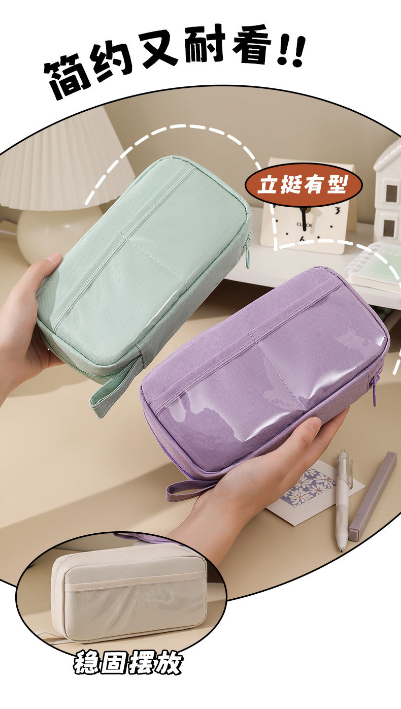 Simple Large-Capacity Pain Bag Pencil Case for Students, Multi-Functional, Stain-Resistant and High-Looking Stationery Box, School Supplies Storage Bag