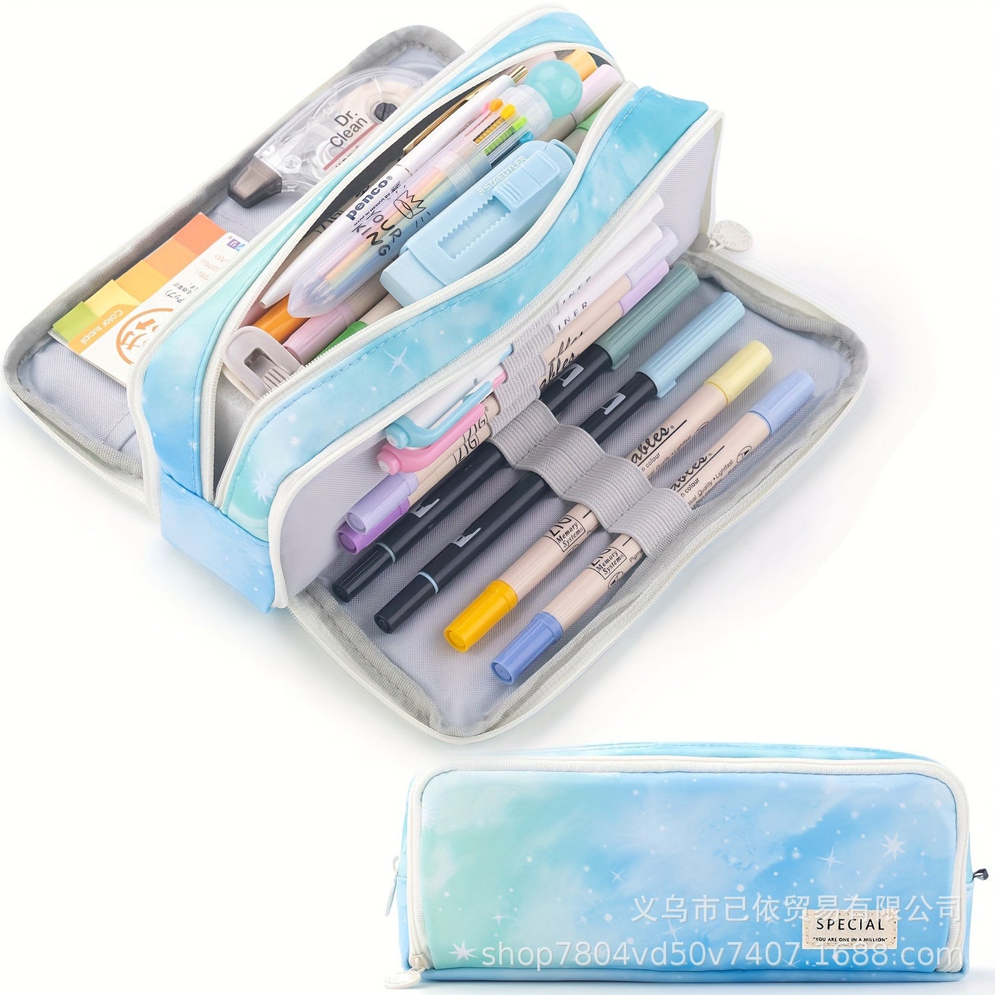 Large-Capacity Retractable Pencil Case Stationery Box in Japanese and Korean Style, Macaron Color, Upgraded Version for Primary and Secondary School Students, in Stock