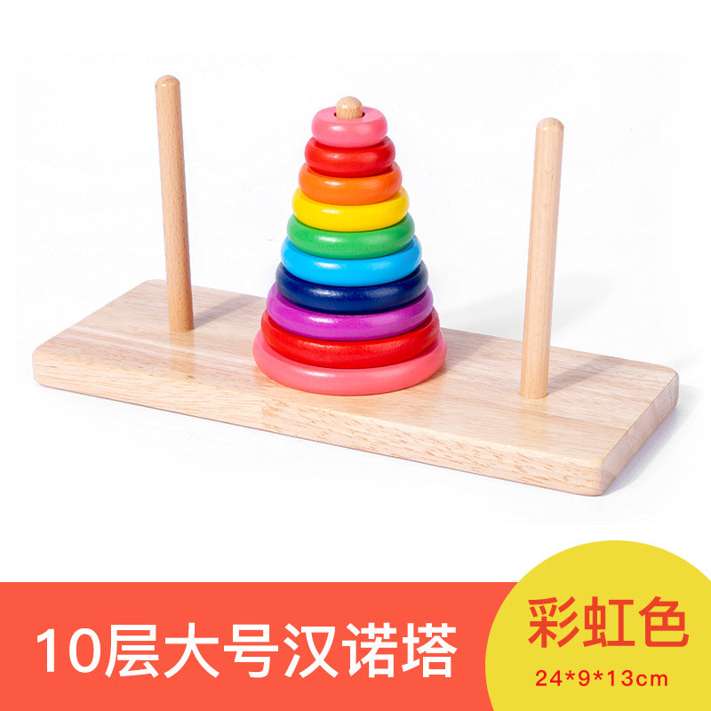 Hanoi Tower for Primary School Students 10 Layers 8 Large 5 Medium 10 Layers Hanrotoro Kidsren's Educational Thinking Training Toys