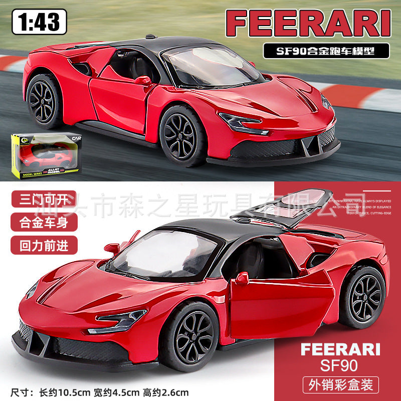 Cross-Border Popular 1:43 Three-Door Alloy Sports Car Model Kidsren's Pull-Back Toy Car Color Boxed Boy Toy Batch