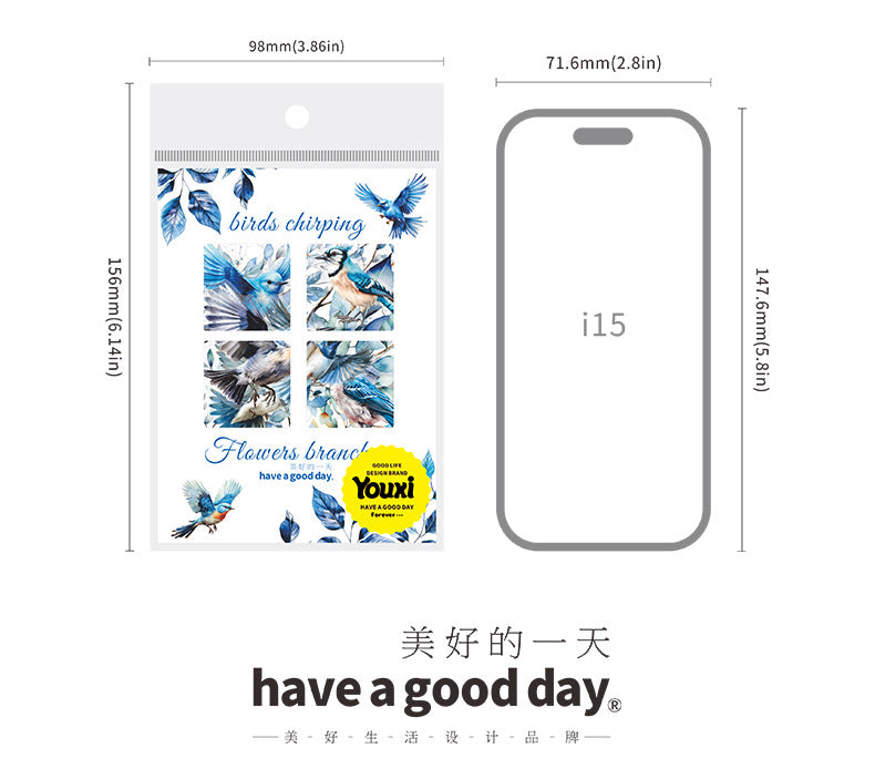 Flowers, Birds, Chirping Leaves, Pet Special-Shaped Sticker Pack, Landscaping Ins Style Bird Handbook Material, Mobile Phone Case Sticker