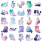 50 Original Watercolor Starry Sky Cat Stickers Hand-Painted Without Infringement Cute Ins Style Cat Notebook Stickers