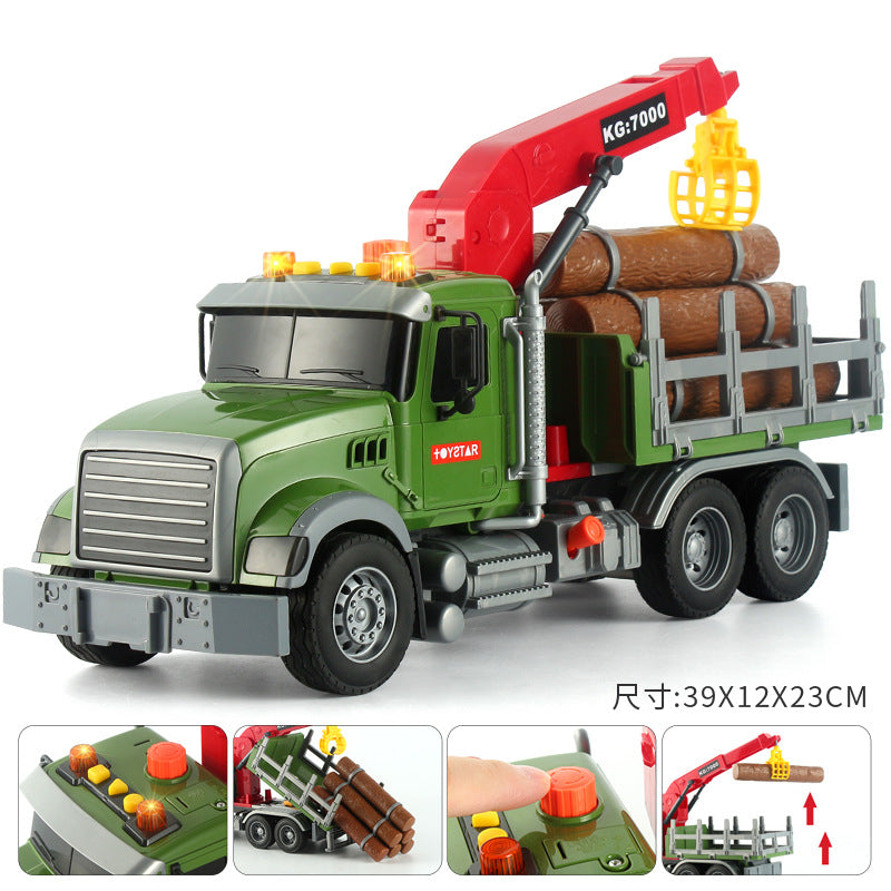 Cross-border simulation trailer toy inertia flat rescue large engineering car boy road transport toy car wholesale