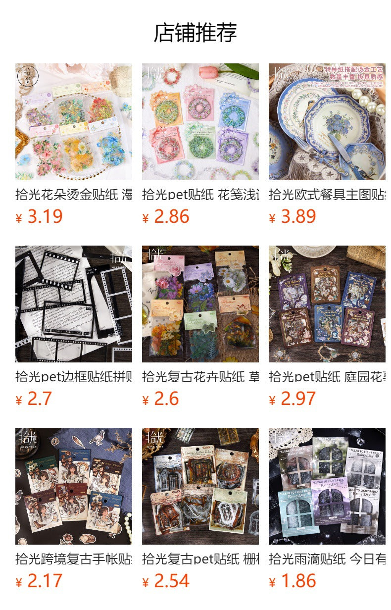 Pick up Pet Flower Sticker Pack, Hot Stamping Handbook DIY Decorative Material Stickers, 20 Pieces in Cross-Border 6 Styles