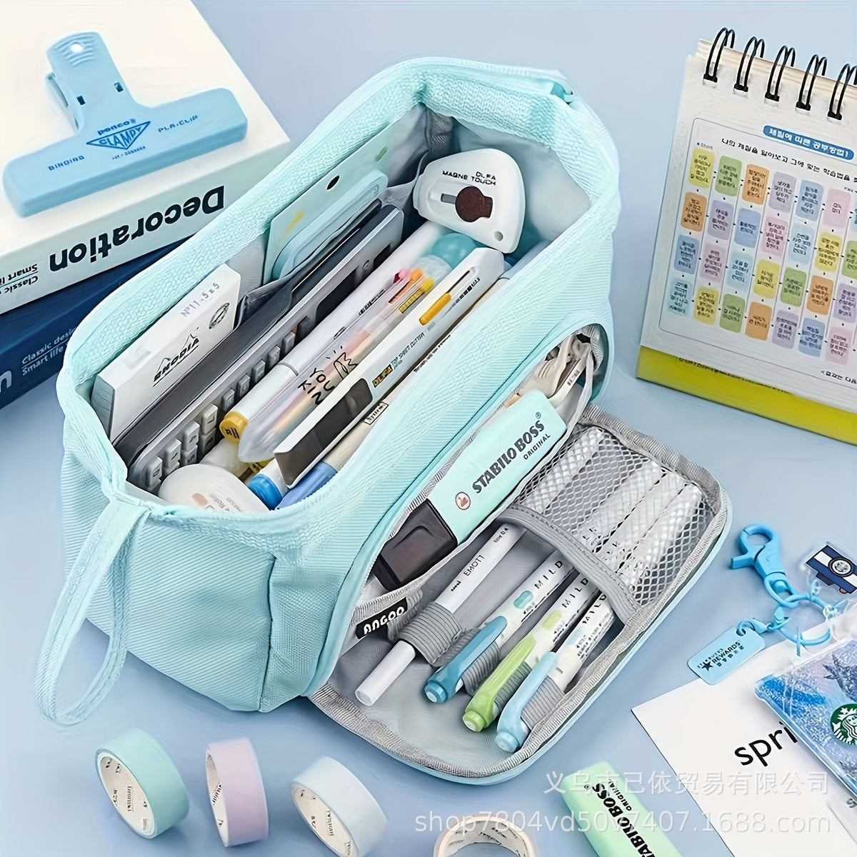 Oxford Cloth Pencil Case with Large Capacity and Multi-Layer Design, Stationery Box for Primary and Secondary School Students, High Aesthetic Value, Simple and Waterproof, Direct from the Source Factory