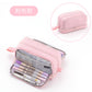 Han Feng Japanese Style New Large Capacity Pencil Case Double Layer Solid Color Multifunctional Pencil Case for Men and Women Middle School Students Pencil Bag