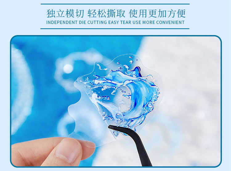 Light-Picking Bronzing Wave Handbook Stickers Natural Water Series Pet Material DIY Decorative Collage Stickers Cross-Border