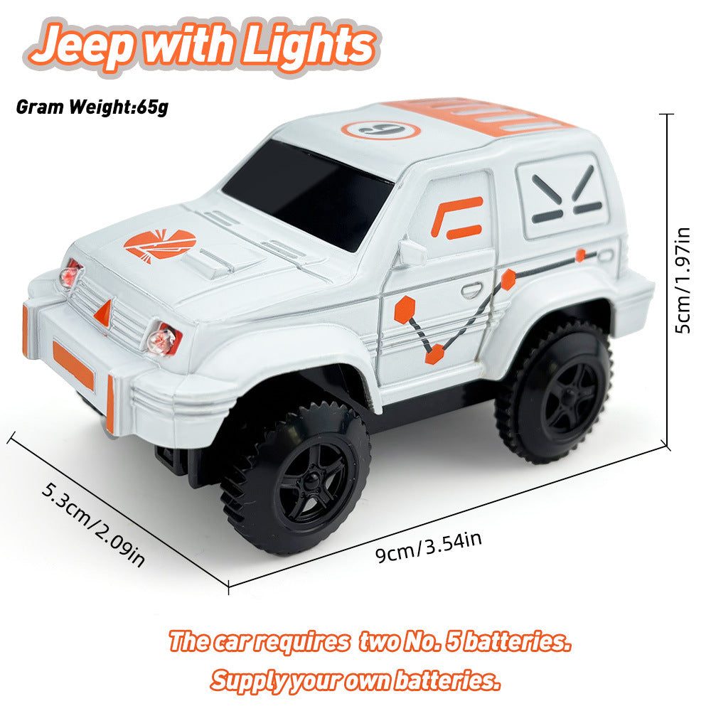 Magnetic track car electric light-emitting jeep police car project small train track accessories children's toys car