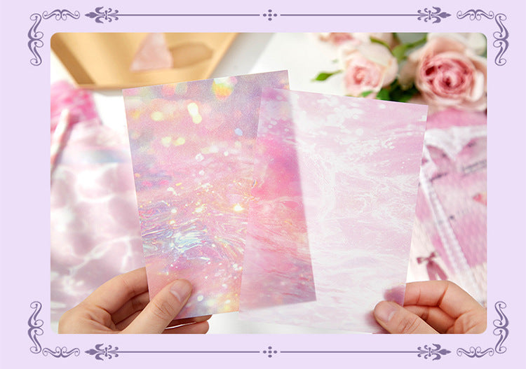 Time-Traveling Water Ripple Background Material Paper, Ins-Style Fresh DIY Journal Collage Material Background Paper, 20 Sheets, Cross-Border