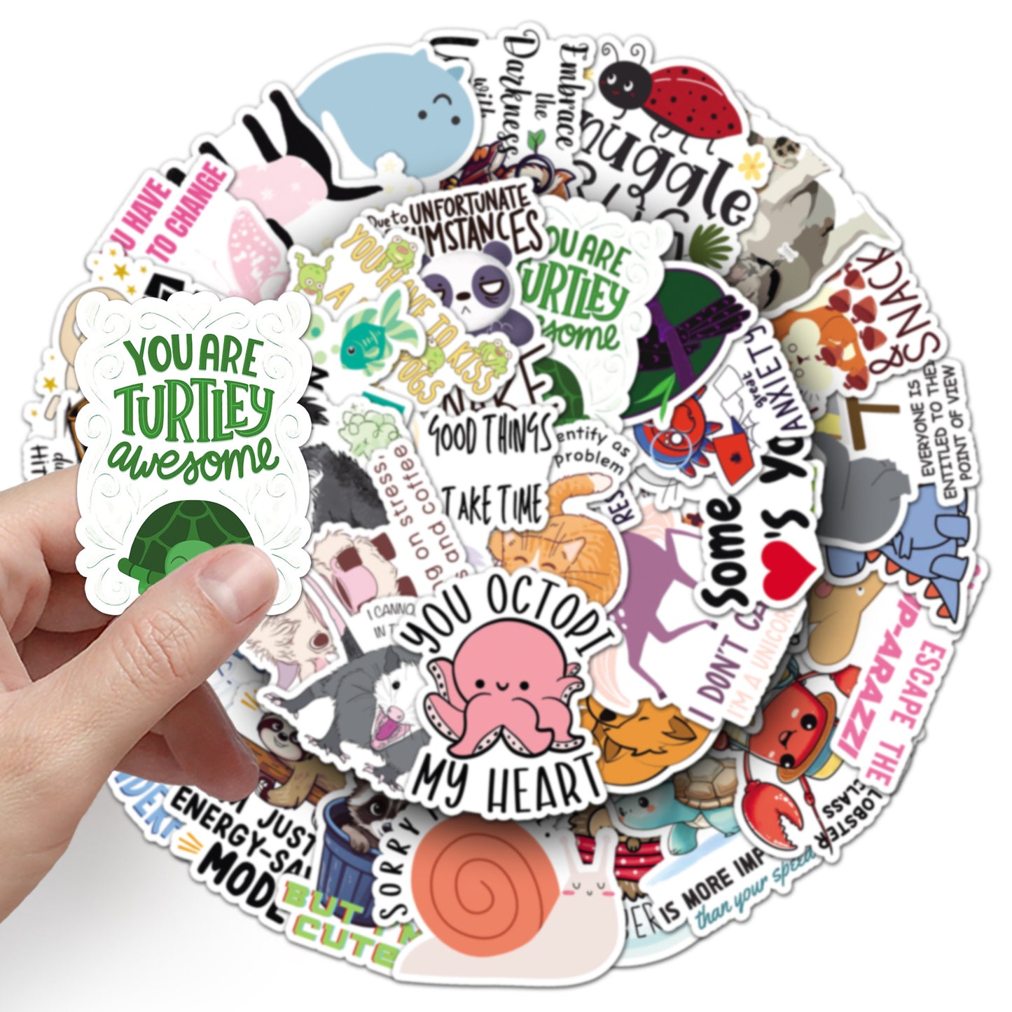 50 cartoon animal quotation stickers text creative graffiti notebook mobile phone book goo card suit stickers
