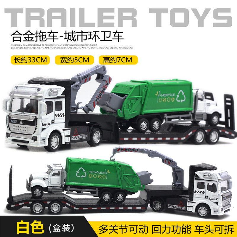 English packaging cross-border children alloy car vehicle trailer fire truck tank excavator pull back toy car