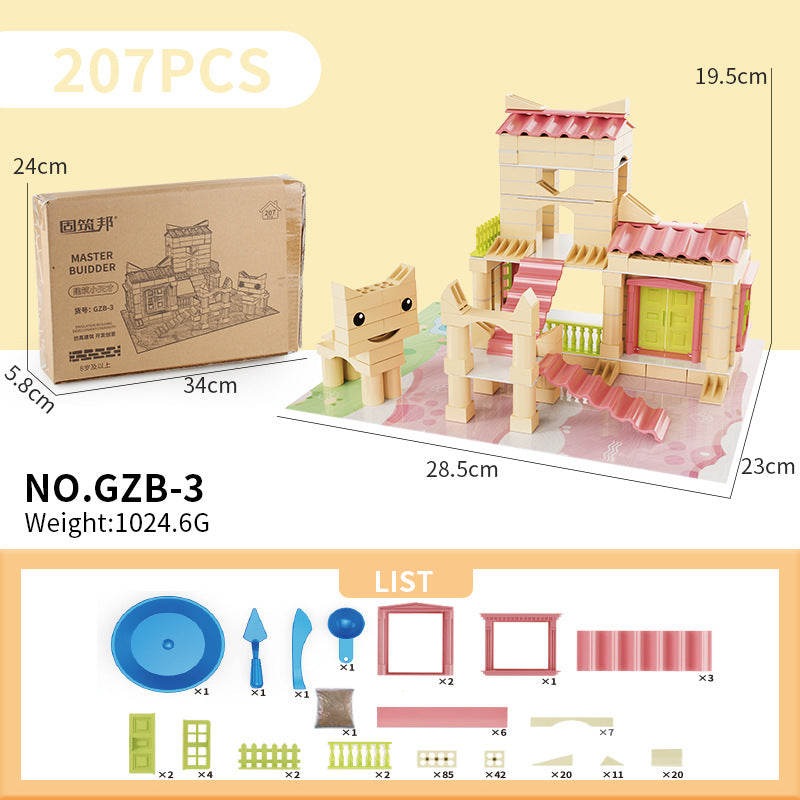 Cross-border New Products Mason Brick Building Mini Brick Hand-assembled Building House Villa Model Toys