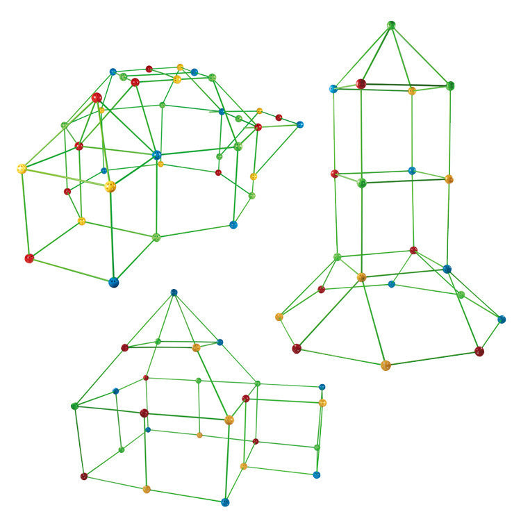 Cross-border DIY mosaic three-dimensional large castle building blocks stick tent straw ball educational toy house