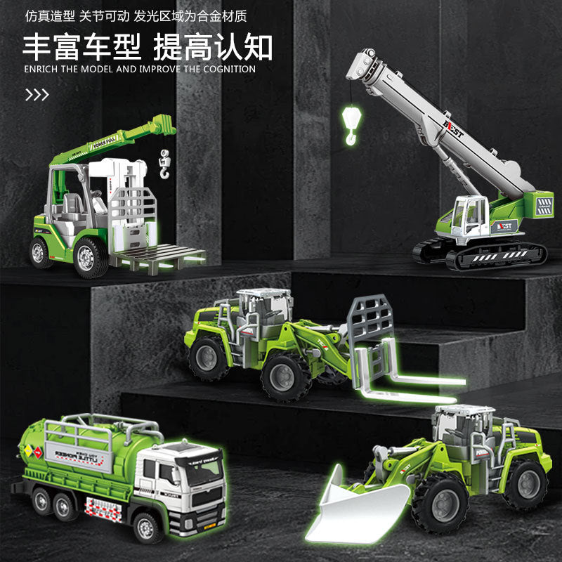 Children's Alloy Artificial Dump Truck Engineering Vehicle Inertia Mixer Truck Oil Tanker Bulldozer Crane Excavator Model