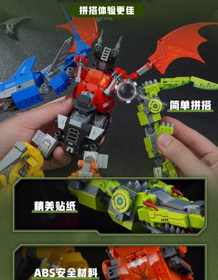 Wonderful Building Blocks 41112 Land Warfare Xiongwei Military Mech Model Super Set Variables Assembled Transporter Small Toys