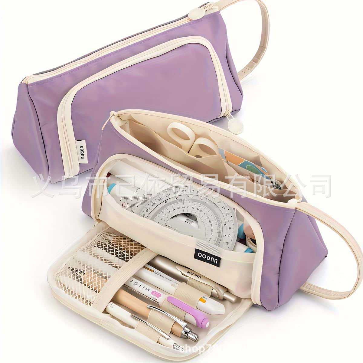 Triangular Pencil Case with Large Capacity and Multi-Functional Features, Korean-Style Ins-Style Stationery Box for Middle and High School Students, Direct from the Manufacturer