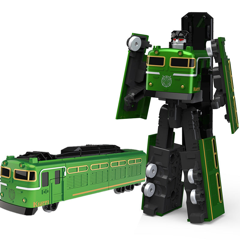 BKK alloy deformation robot train high-speed rail engineering bus dinosaur green leather train King Kong BKK children's toys