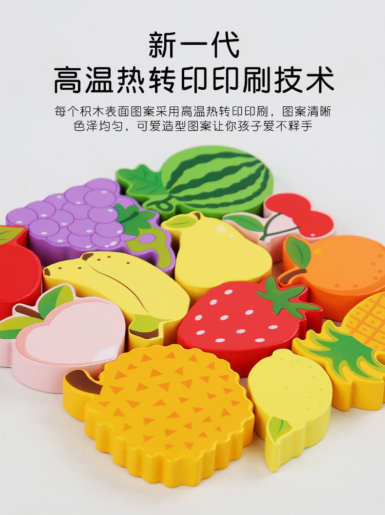 Cross-Border Children's Wooden Three-Dimensional Hexagonal Puzzle Animal Transportation Puzzle Building Blocks Early Education Educational Toys
