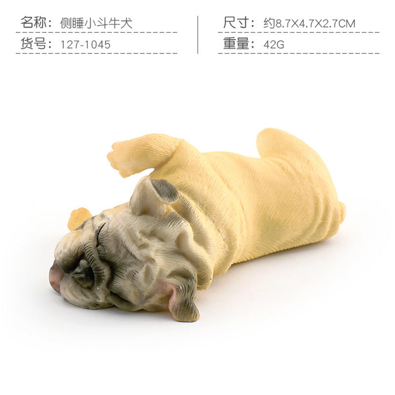 Cross-border Children's Cognitive Simulation Pet Dog Model Sleeping Posture French Bulldog Chai Dog Decorative Ornament Toy