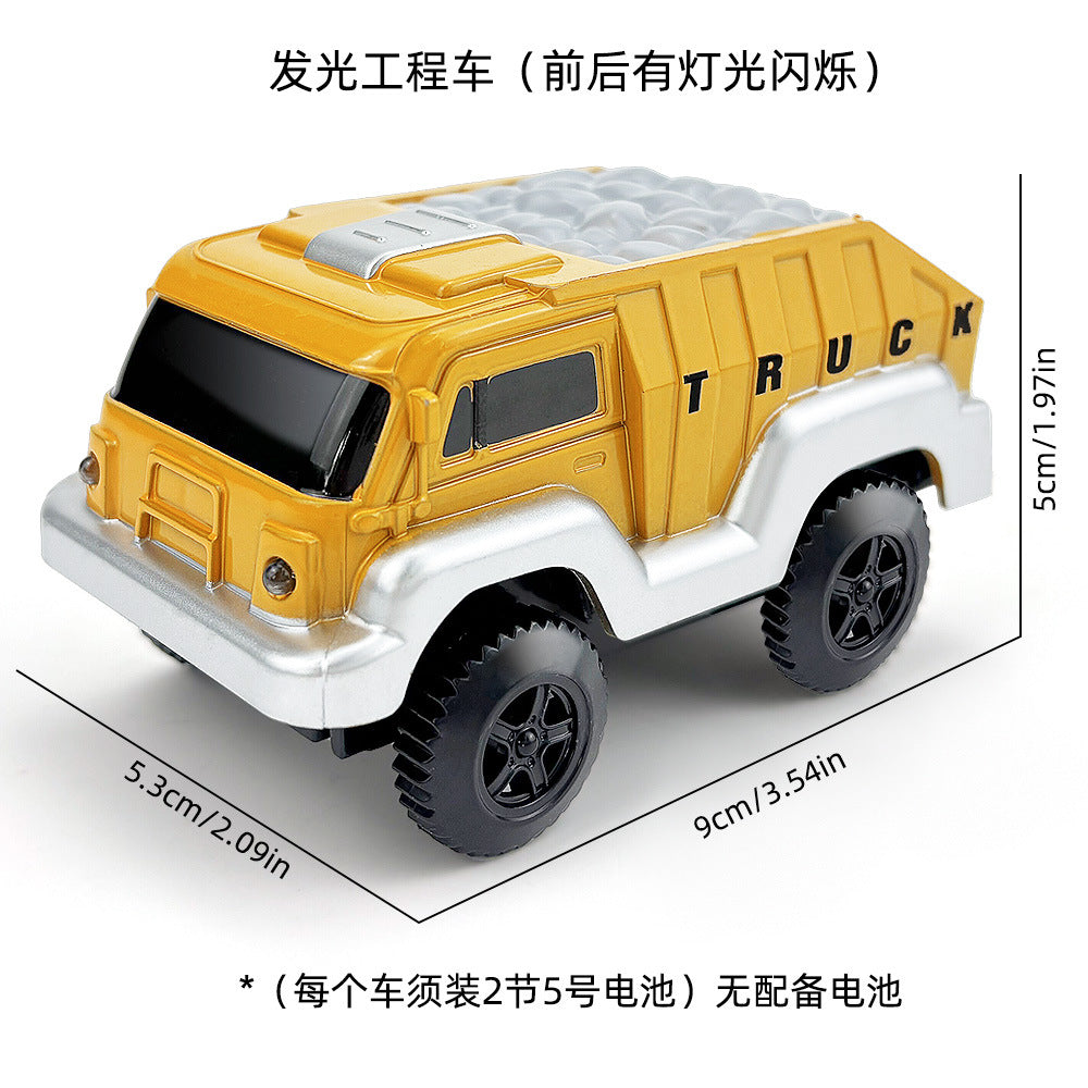 Magnetic track car electric light-emitting jeep police car project small train track accessories children's toys car