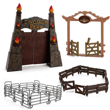 Animal Jurassic simulation farm scene sand table decoration fence large door frame dinosaur model toy