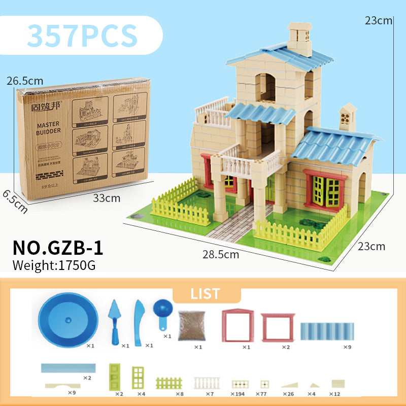 Cross-border New Products Mason Brick Building Mini Brick Hand-assembled Building House Villa Model Toys