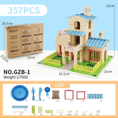 Cross-border New Products Mason Brick Building Mini Brick Hand-assembled Building House Villa Model Toys