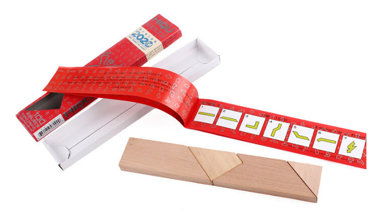 Beech Wood Long T-Shaped Puzzle Tangram Educational Toy Teaching Aids for Adults, Primary School Students and Kidsren's Intellectual Puzzles