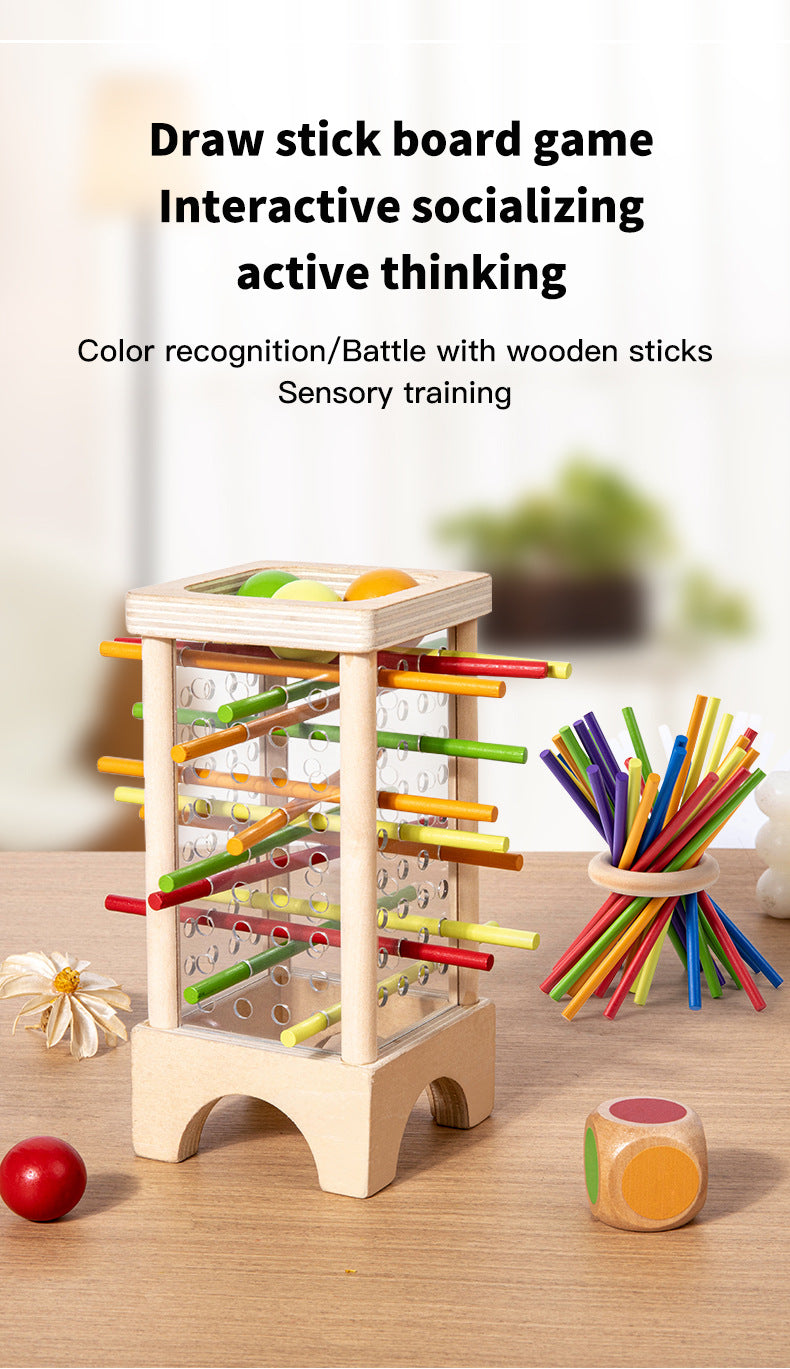 Wooden Kidsren's Stick Insertion Game Baby Draw Stick Color Cognitive Pitching Montessori Family Interactive Toy