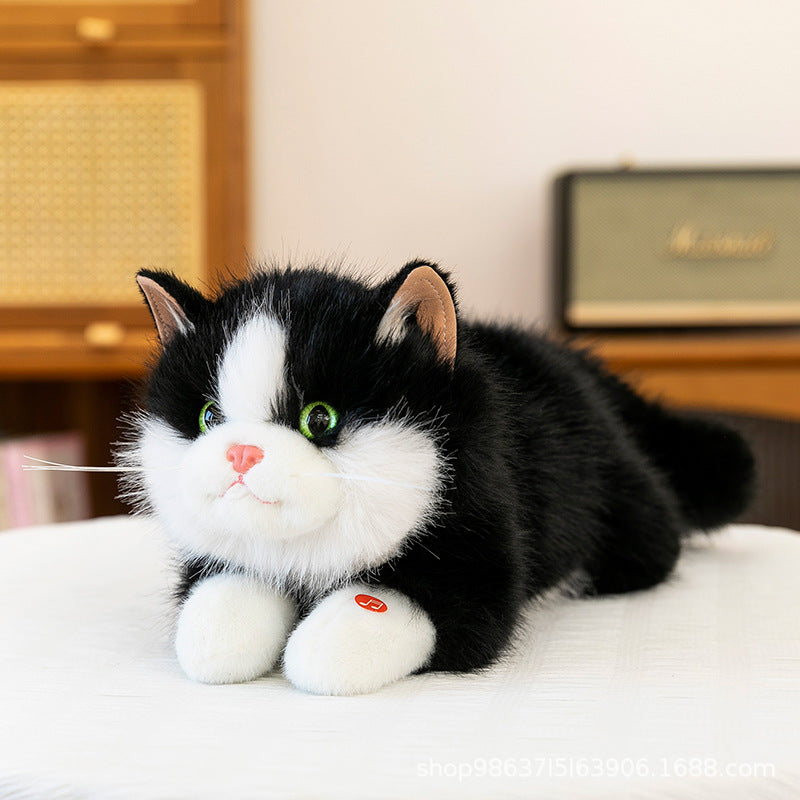 Cross-Border Simulation Cat Plush Toy, Cute Kitten Doll, Lying Cat Living Room Decoration, Children's Gift Wholesale