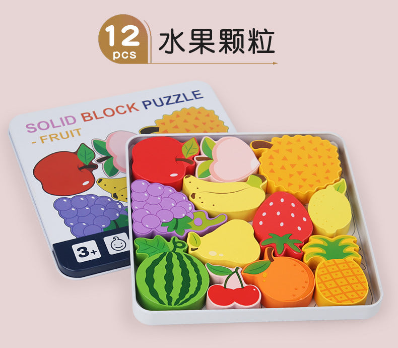Cross-Border Children's Wooden Three-Dimensional Hexagonal Puzzle Animal Transportation Puzzle Building Blocks Early Education Educational Toys