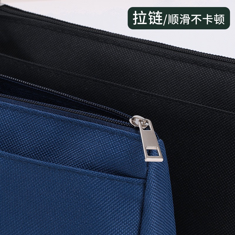 Oxford Cloth Double-Layer Pencil Case, Stylish and Stain-Resistant Stationery Bag for Elementary School Students, Simple Storage with Logo Printing